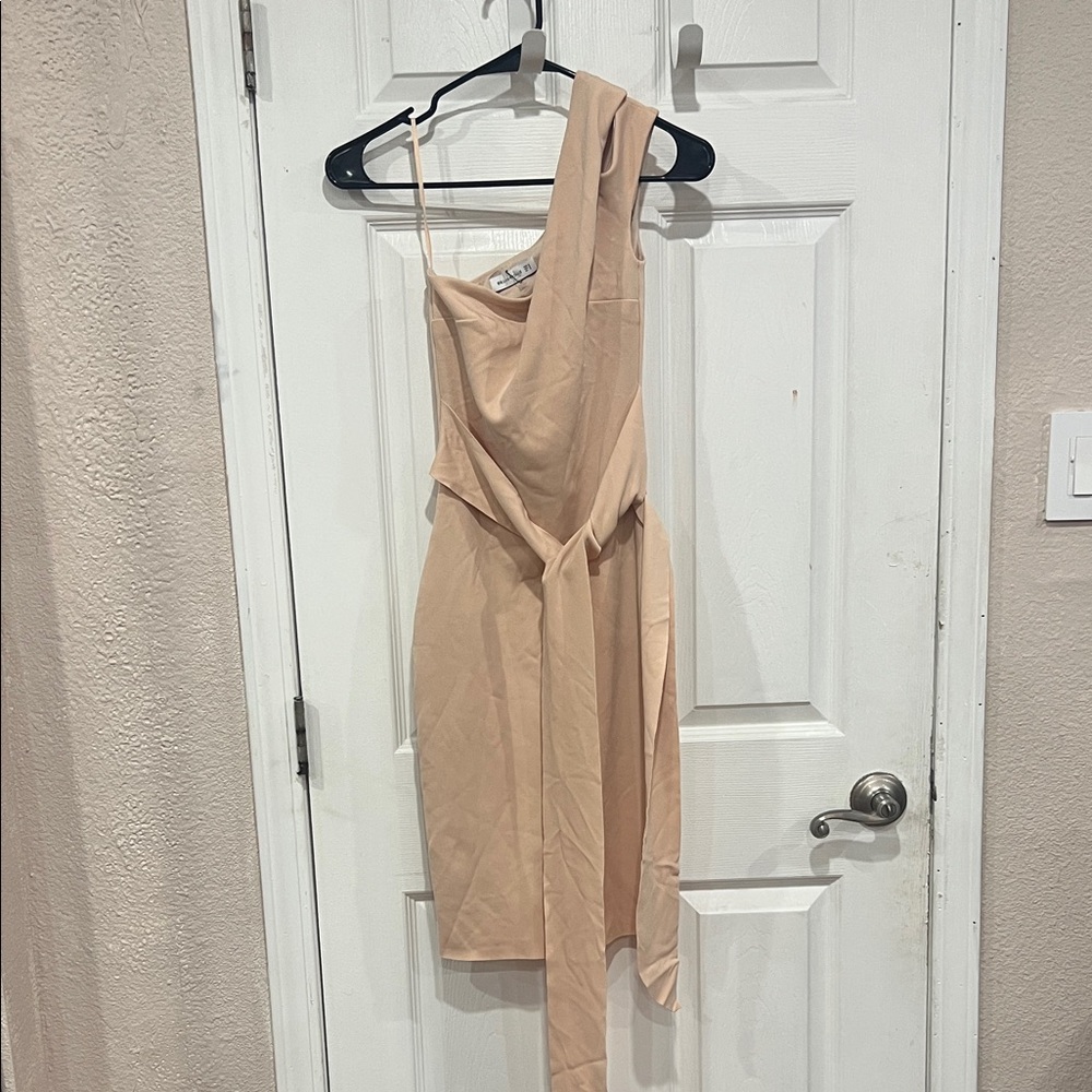 Bec + Bridge Peach One Shoulder Bandage Dress